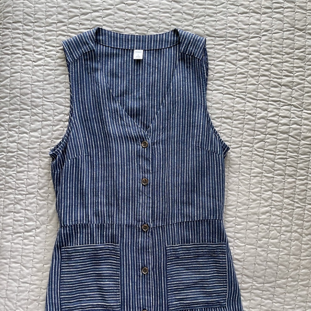 Button-Down Linen Sleeveless Dress